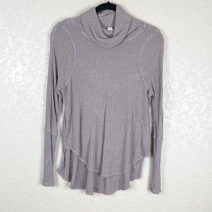 Free People brown turtleneck waffle knit top